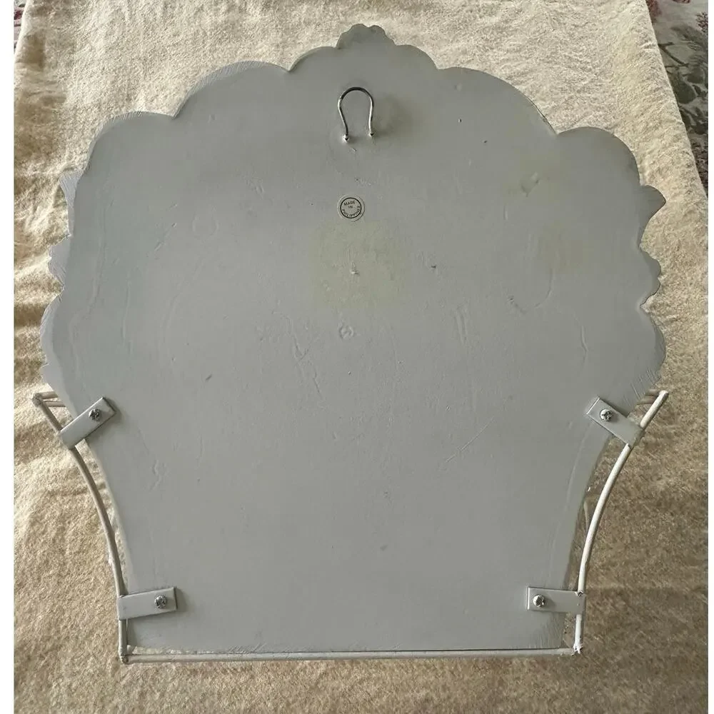Vintage Metal Wall Mount plant holder Rack cream cottage decor French country